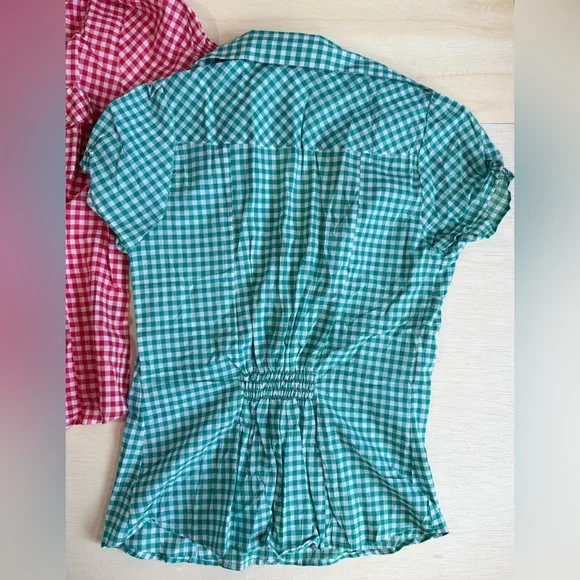 VTG F21 Twenty one Short Sleeve Gingham Button Down Shirt - Large - 100% Cotton - Picture 4 of 8